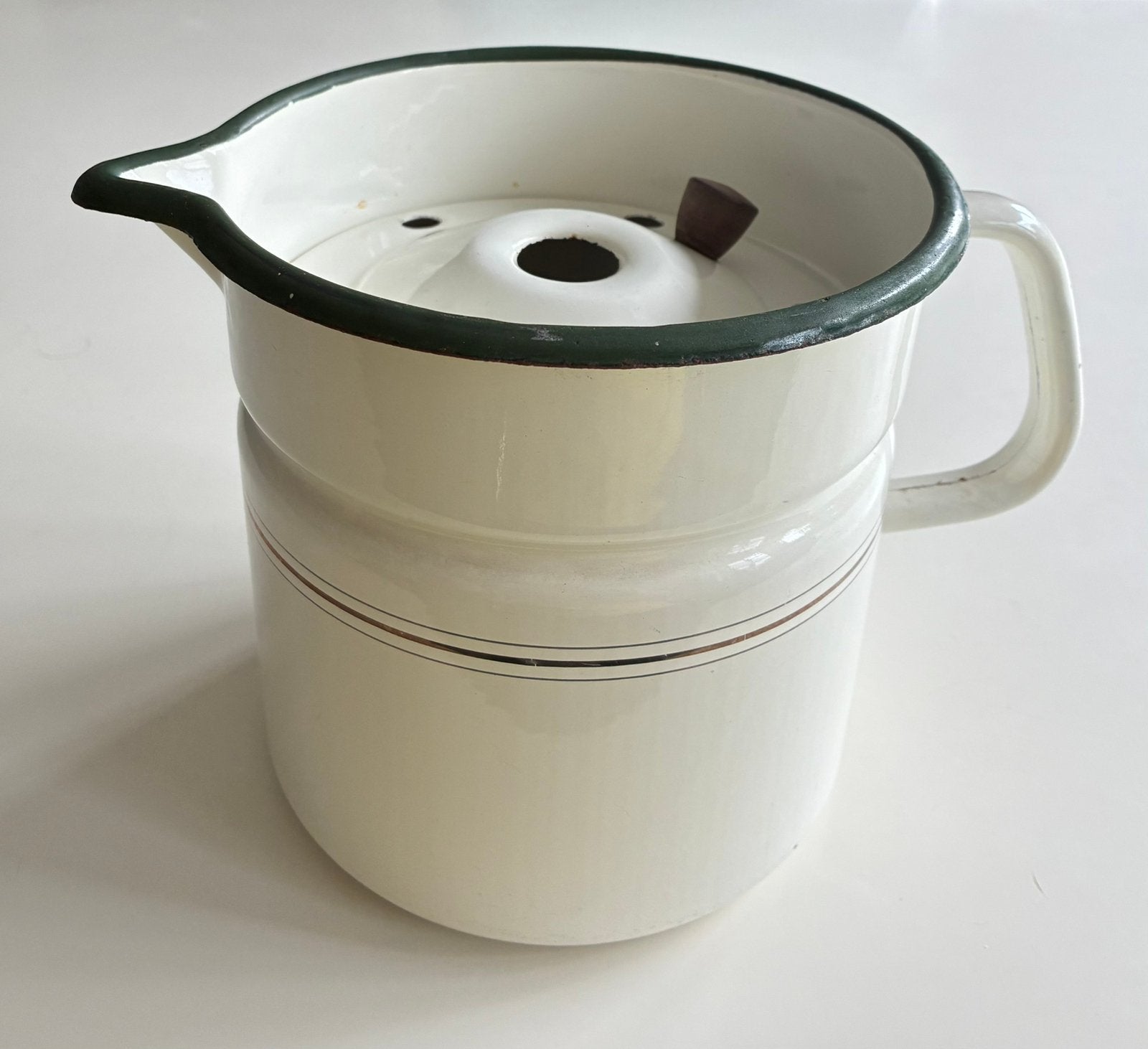 Vintage geëmailleerde melkkoker met deksel, Ophalen of Verzenden