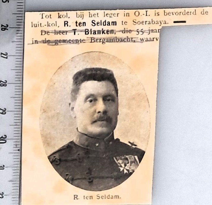 Leger Indië 1917; Lui.Kol. ten Seldam bevorderd tot Kolonel, Verzenden, Voor 1940, Gebruikt, Overige onderwerpen