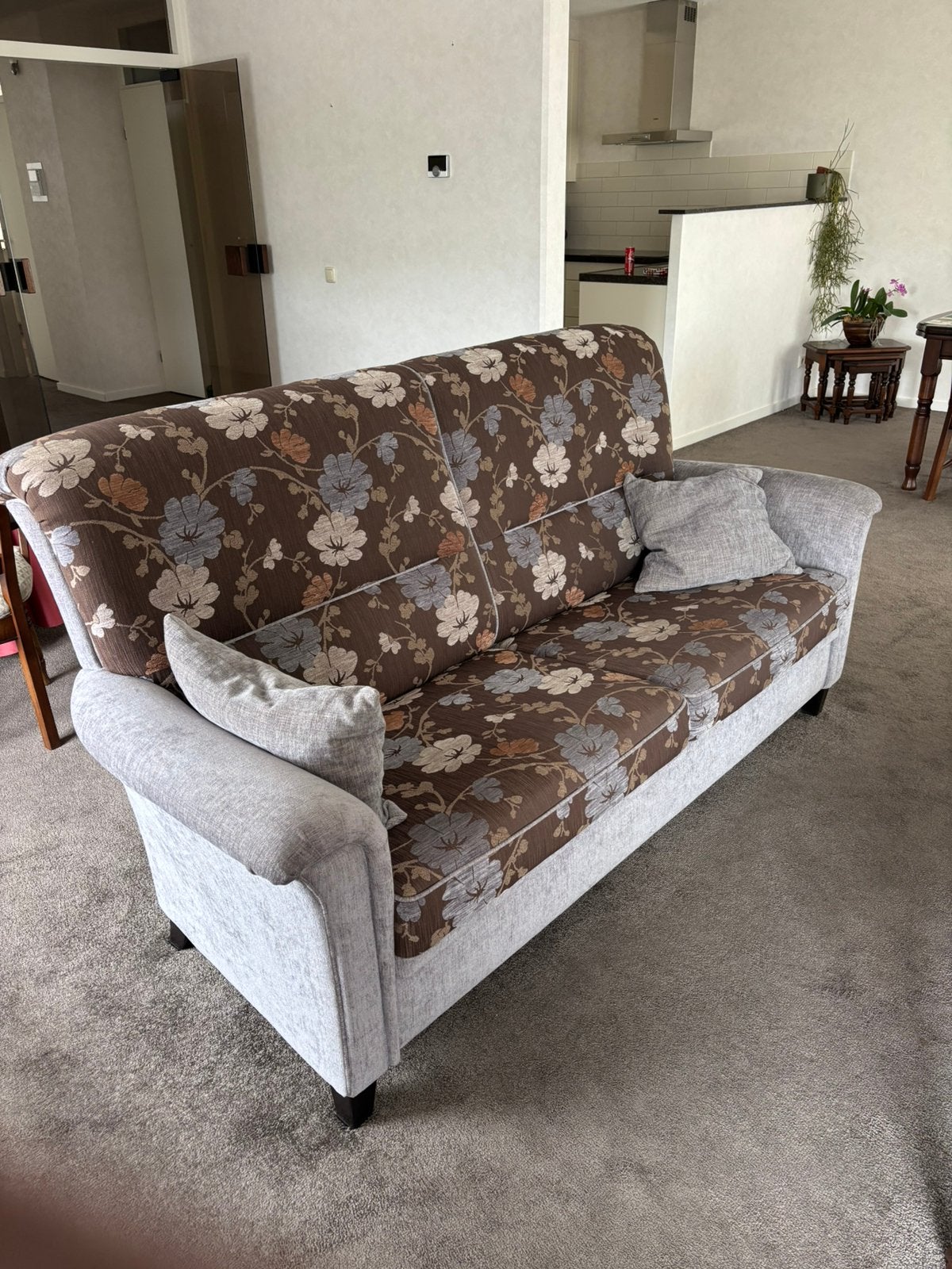 Mooi klassiek bloemetjes bank met 2 fauteuils, Ophalen of Verzenden, Zo goed als nieuw, 75 tot 100 cm