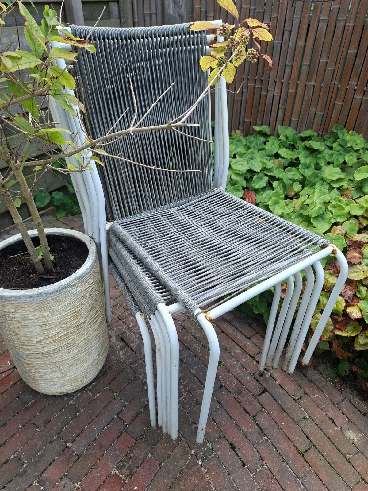 gratis 6 tuinstoelen, Ophalen, Gebruikt, Kunststof