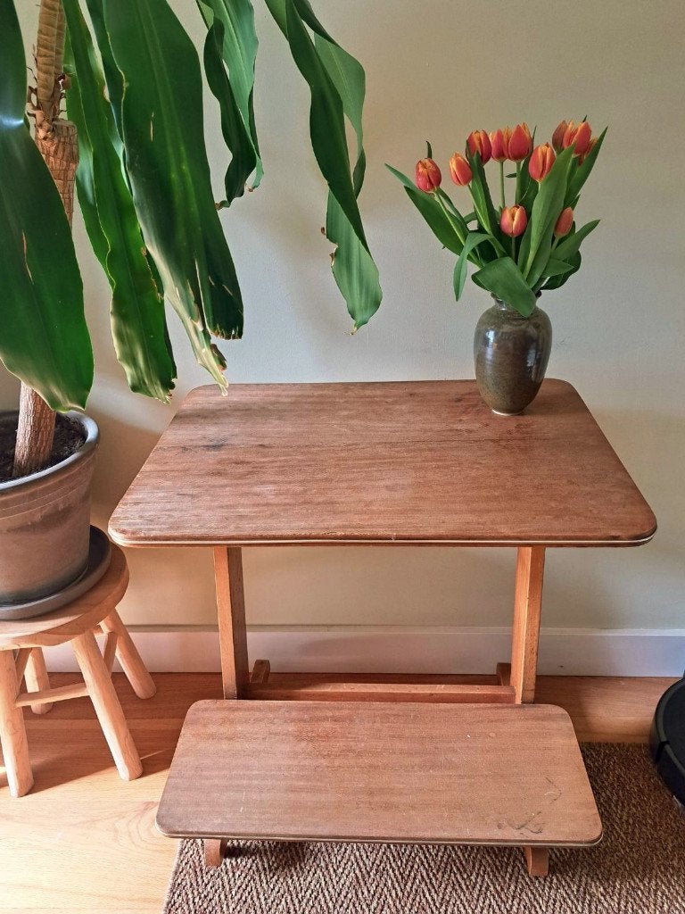 Mid century side table,, Ophalen, Zo goed als nieuw, 25 tot 50 cm, Rechthoekig