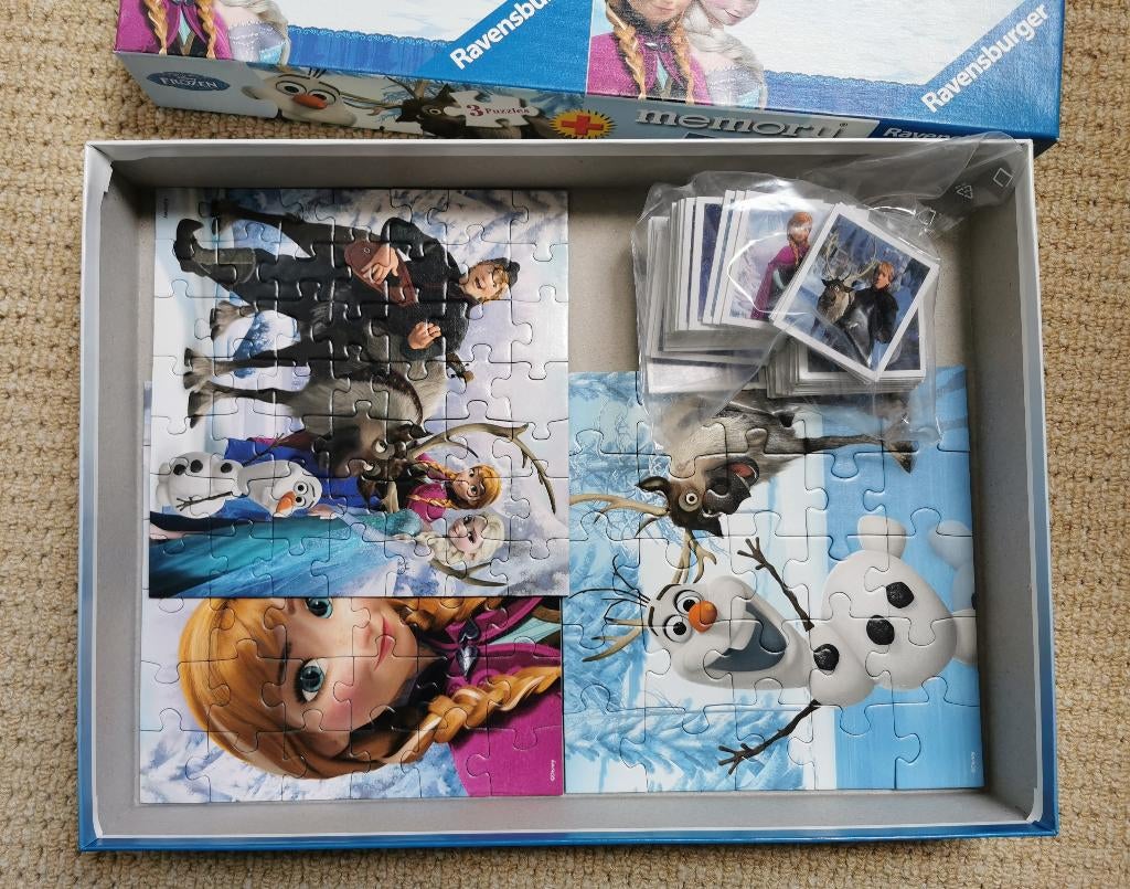 16.. frozen ;l 3 x puzzel en memory in een doos, Kinderen en Baby's, Speelgoed | Educatief en Creatief, Ophalen of Verzenden