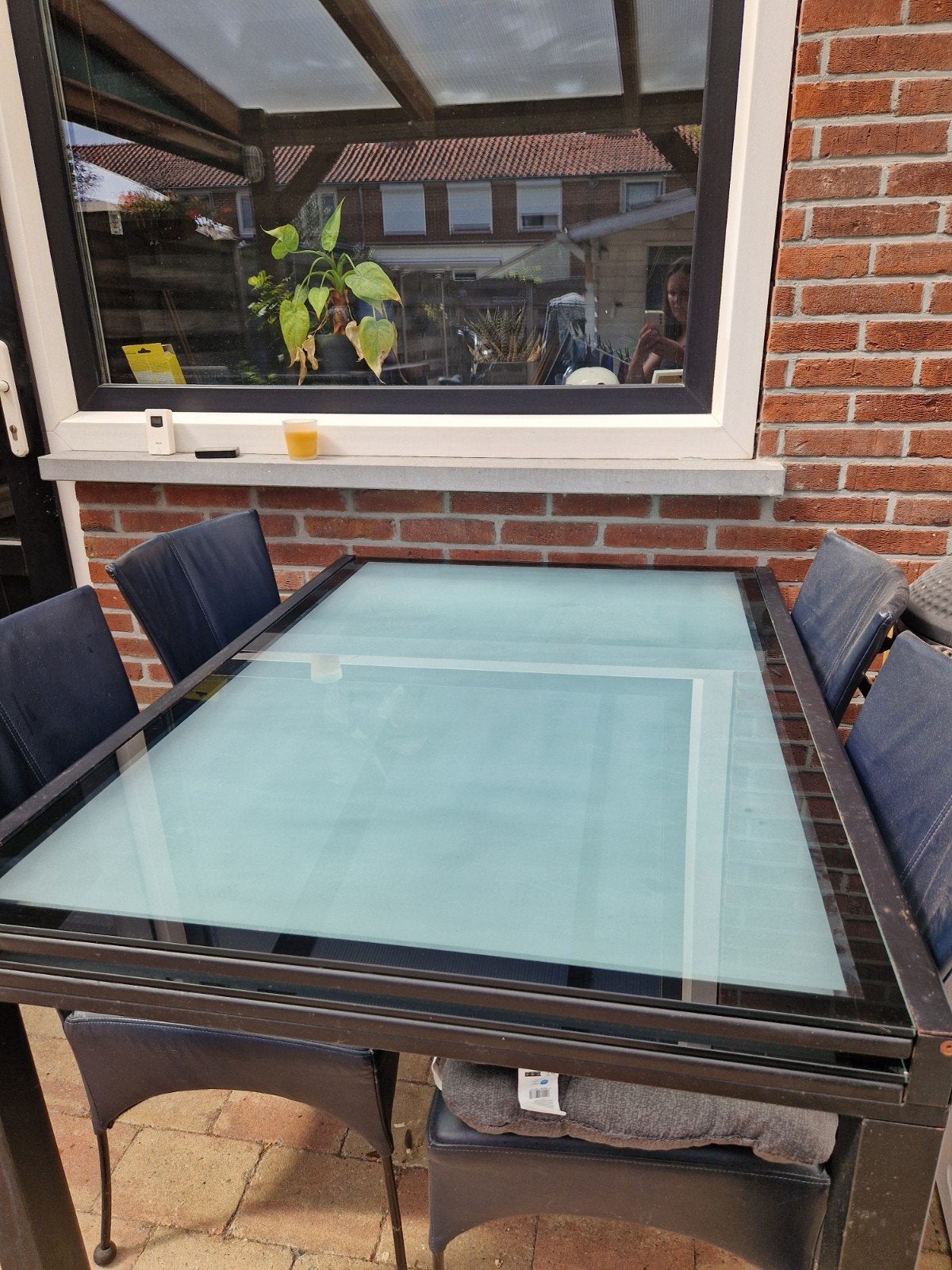 Uitschuifbare glastafel met 4 stoelen, Huis en Inrichting, Ophalen