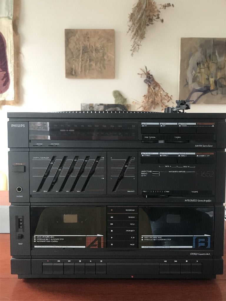 Oude Philips platenspeler + cassettedek NIET WERKEND GRATIS, Ophalen, Niet werkend, Platenspeler, Philips