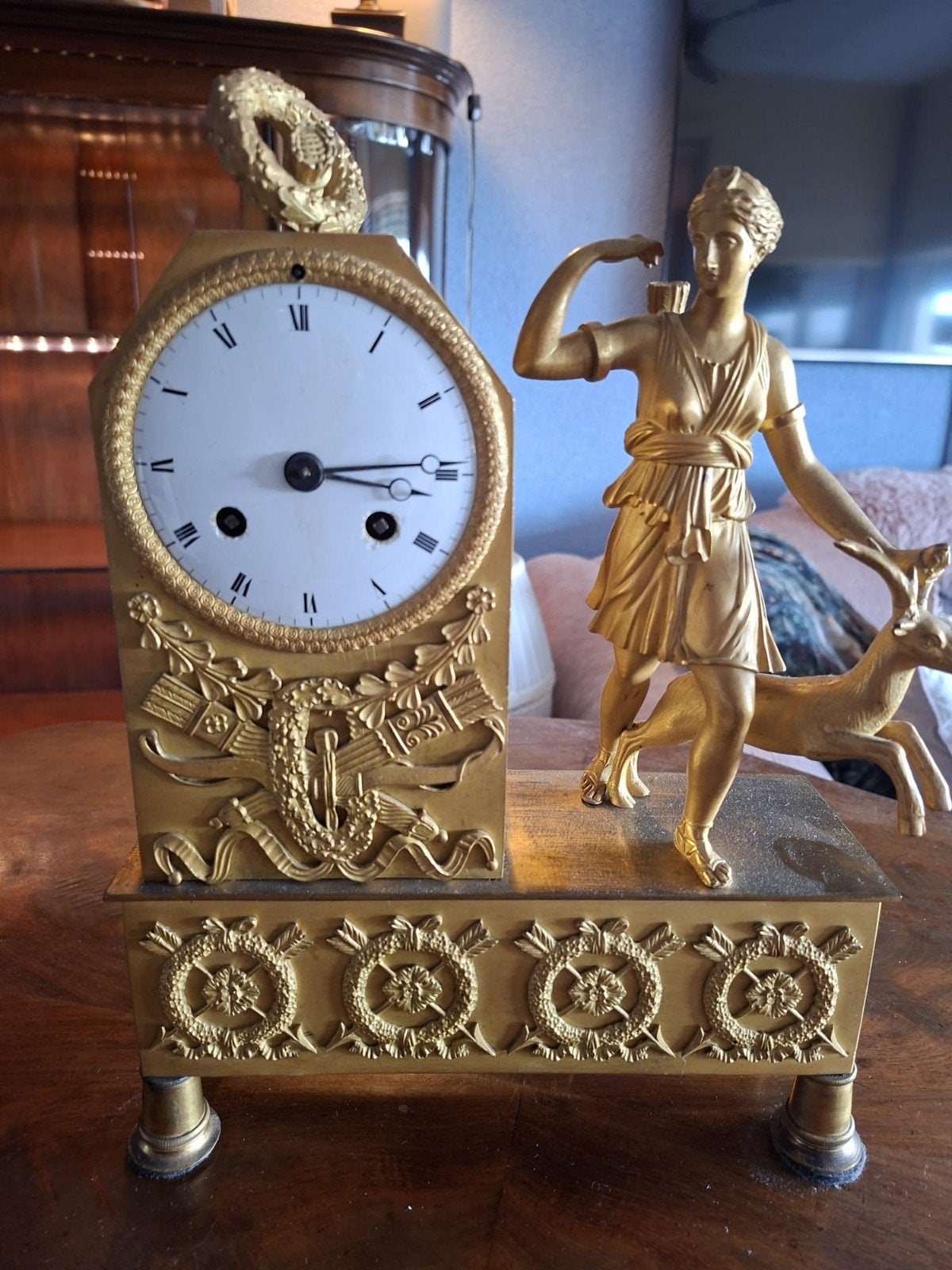 antieke klok - Empire - pendule - ca. 1820 - Frans - Diana, Antiek en Kunst, Ophalen