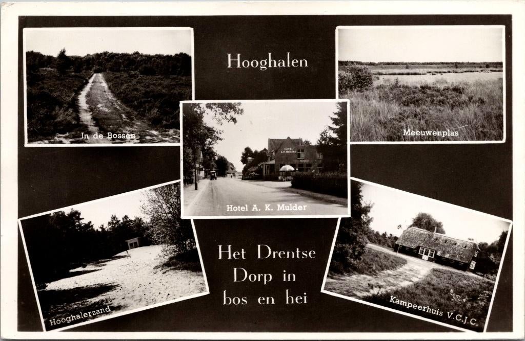 Hooghalen - 3 ansichtkaarten (1956), Verzenden, 1940 tot 1960, Gelopen, Drenthe