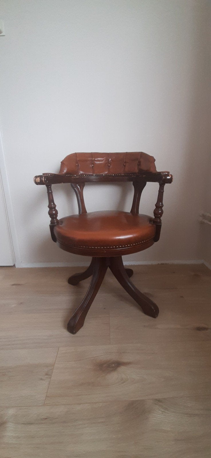 Chesterfield bureaustoel, Huis en Inrichting, Bureaustoelen, Ophalen, Gebruikt, Bruin, Bureaustoel