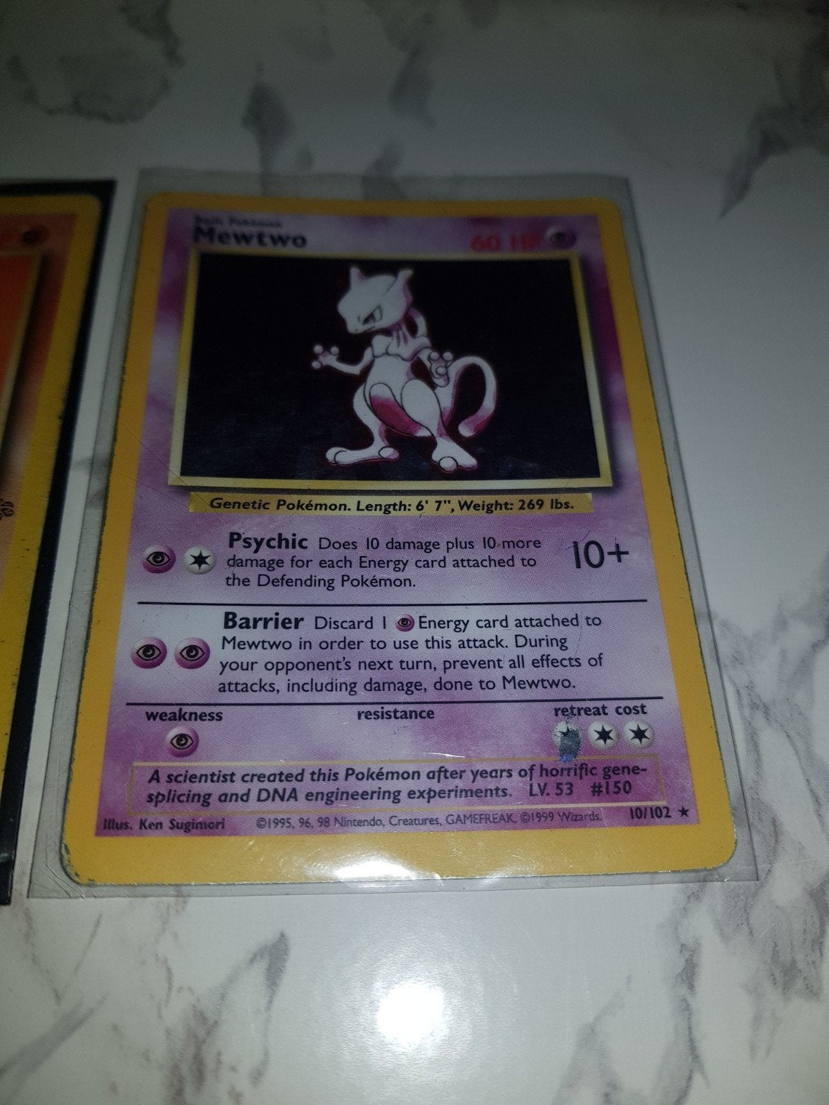 Mewtwo Pokémon Kaart Holografisch Glimmend - Zeldzaam!, Ophalen of Verzenden, Gebruikt, Losse kaart, Foil
