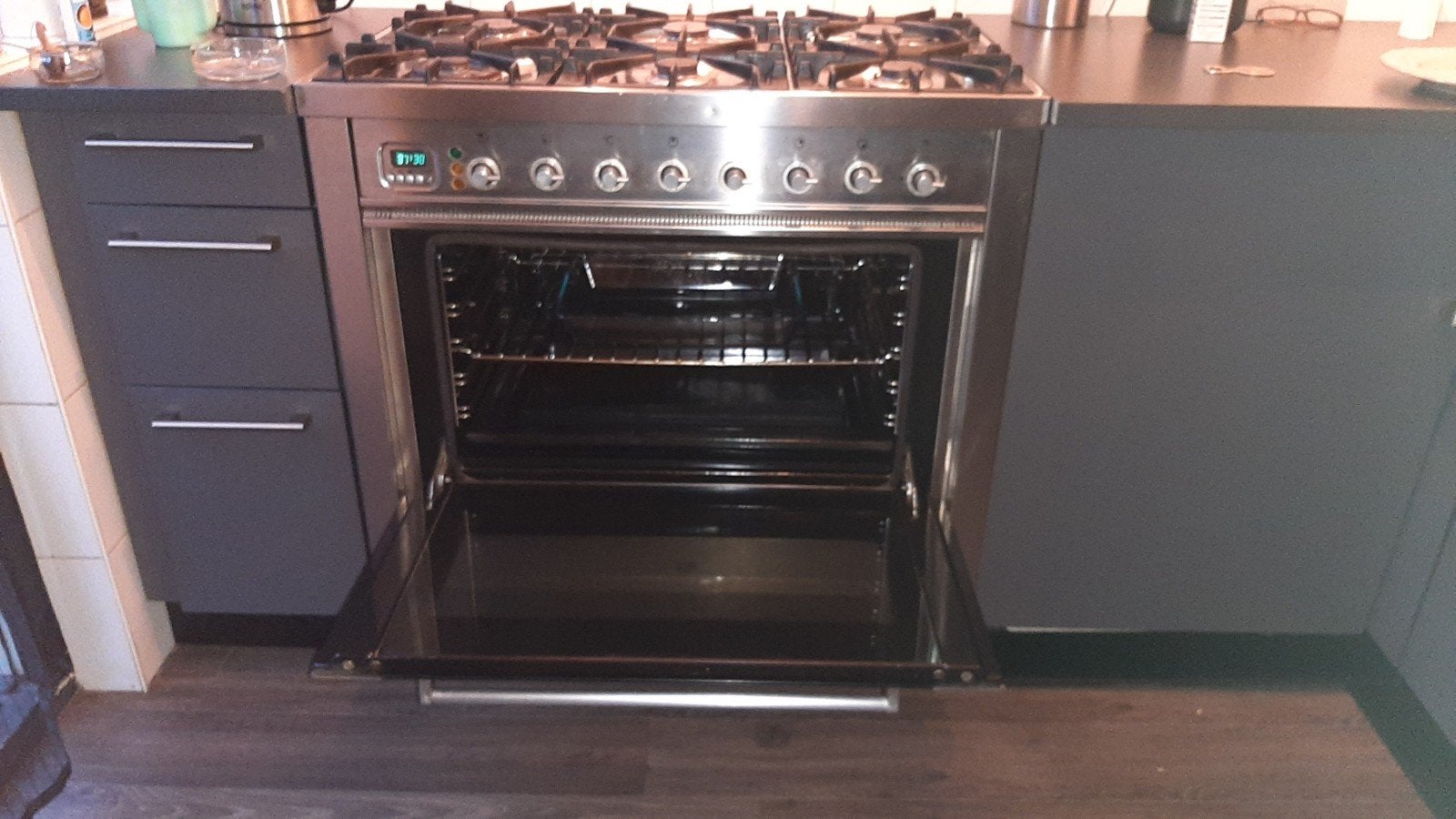 Boretti Fornuis met Gas Kookplaat en Oven 90 breed, Gebruikt, Hete lucht, 60 cm of meer, Ophalen of Verzenden