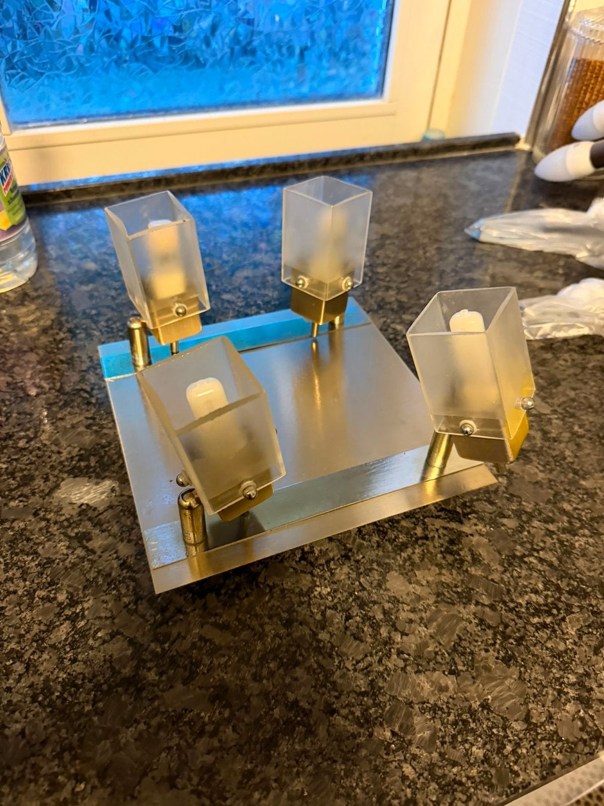 Moderne plafondspot met 4 verstelbare spots, Ophalen, Zilver, Gebruikt, Modern