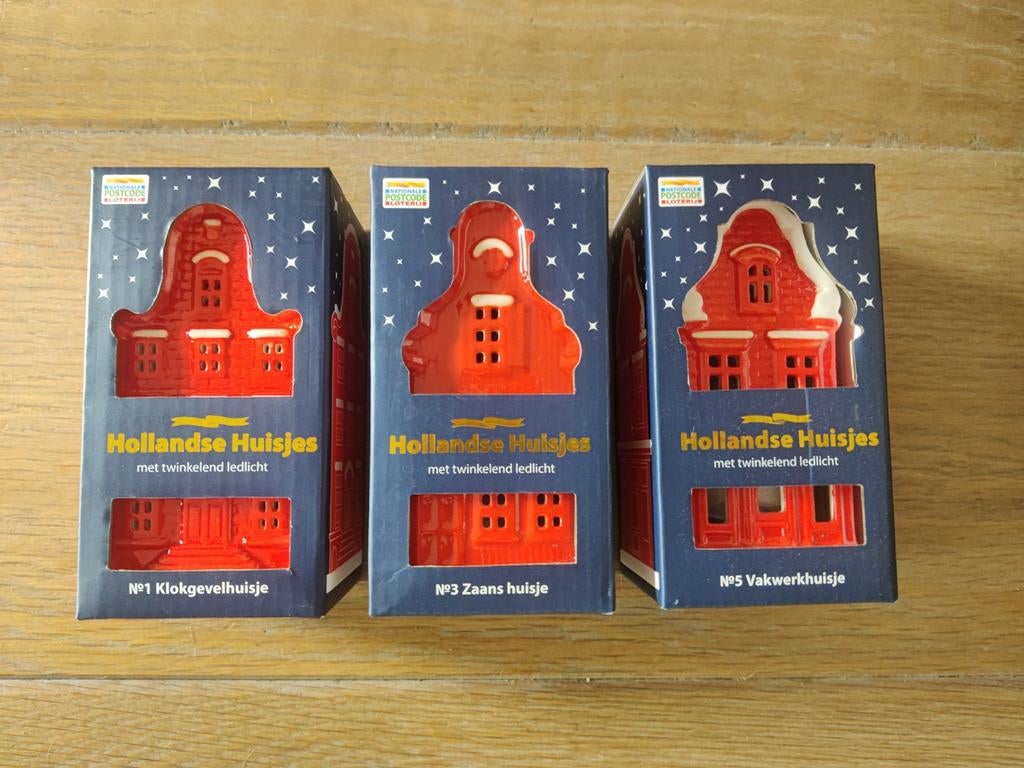 Hollandse Huisjes met twinkelend ledlicht - Set van 3, Ophalen of Verzenden, Nieuw, 1 t/m 20