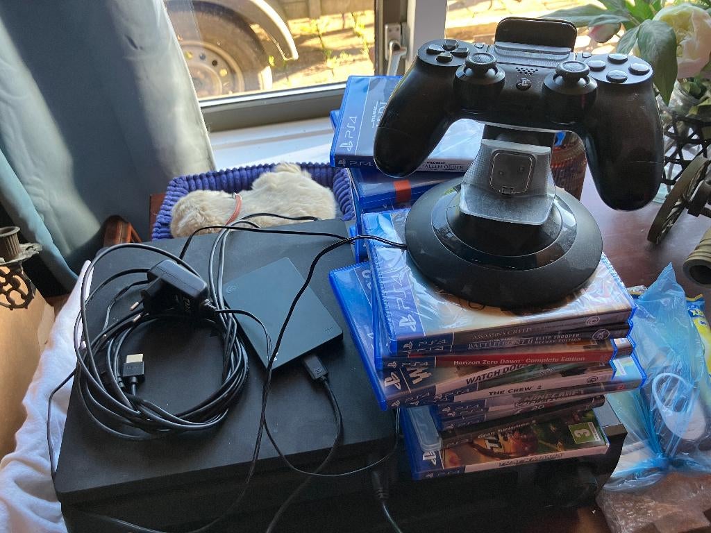 ps4 playstation 4 met externe disk controller en spellen, Gebruikt, Ophalen of Verzenden, Met harde schijf, Met 1 controller