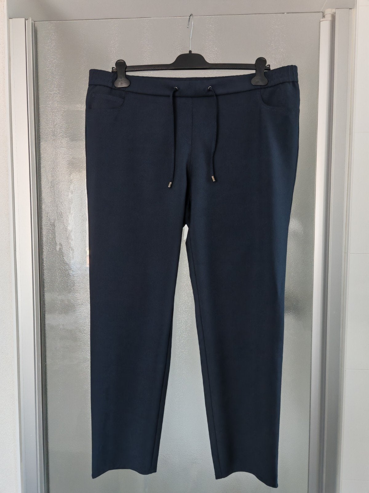 donkerblauwe broek Brenda Frank Walder maat 50, Maat 46/48 (XL) of groter, Zo goed als nieuw, Lang, Frank Walder
