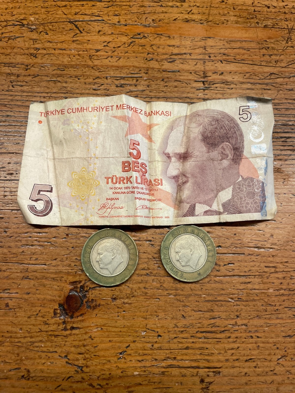 Turkse 5 Lira biljet en munten, Ophalen of Verzenden, Overige landen, Setje