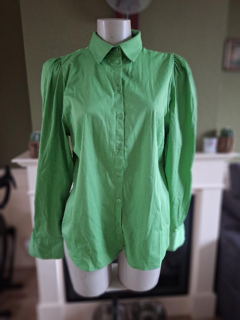 Mos Mosh appel groene blouse L pofmouw, MOS MOSH, Verzenden, Maat 42/44 (L), Zo goed als nieuw