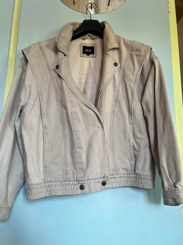 ALIX The Label spijkerjack met vleugelprint, maat L, Ophalen of Verzenden, Gedragen, Maat 42/44 (L), Beige