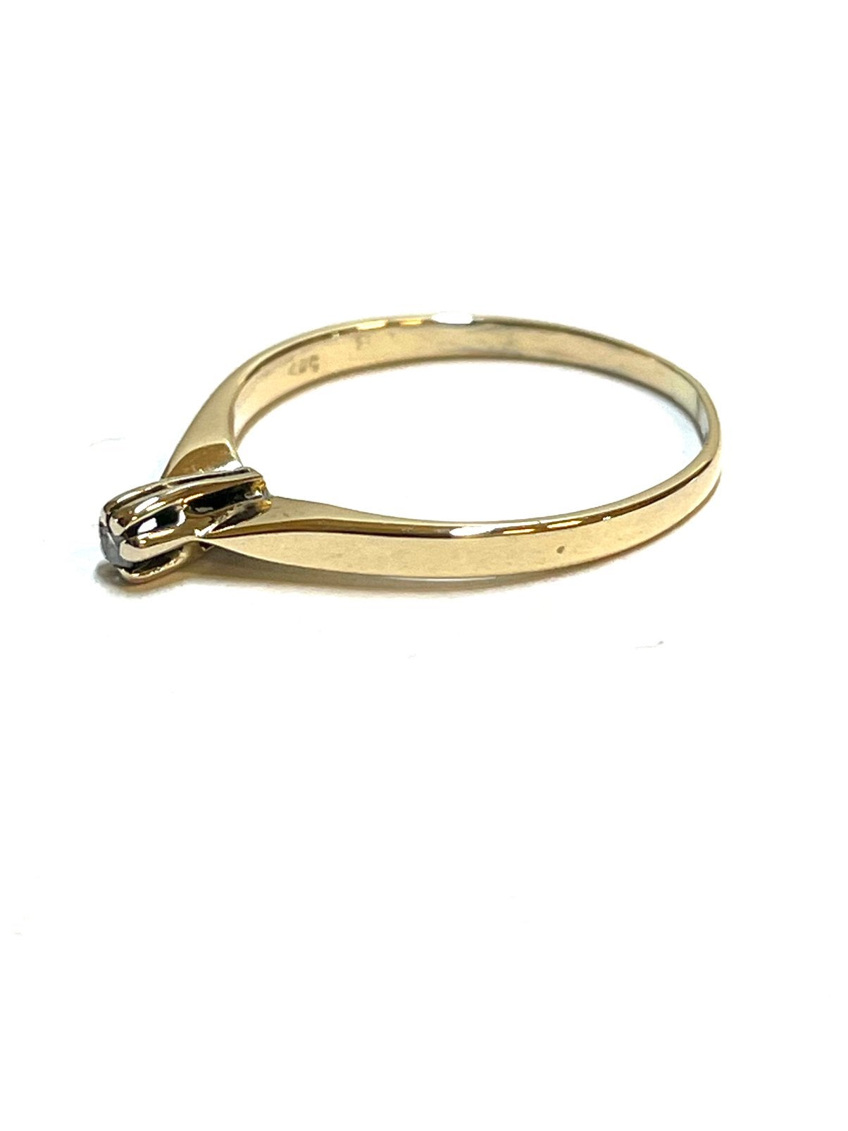 14k gouden ring met een diamant, -, -, Ophalen of Verzenden, Dame