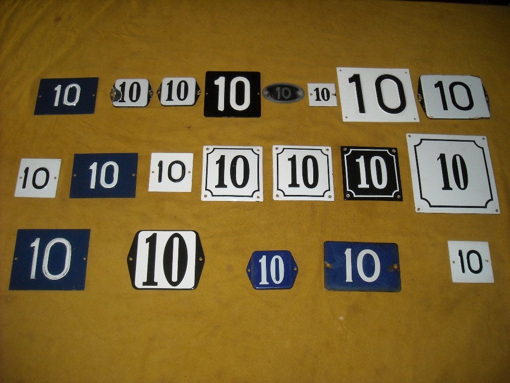 oud emaille huisnummer 10 ook 11 12 13 14 15 16 17 18 19 20, Antiek en Kunst, Antiek | Emaille, Ophalen of Verzenden