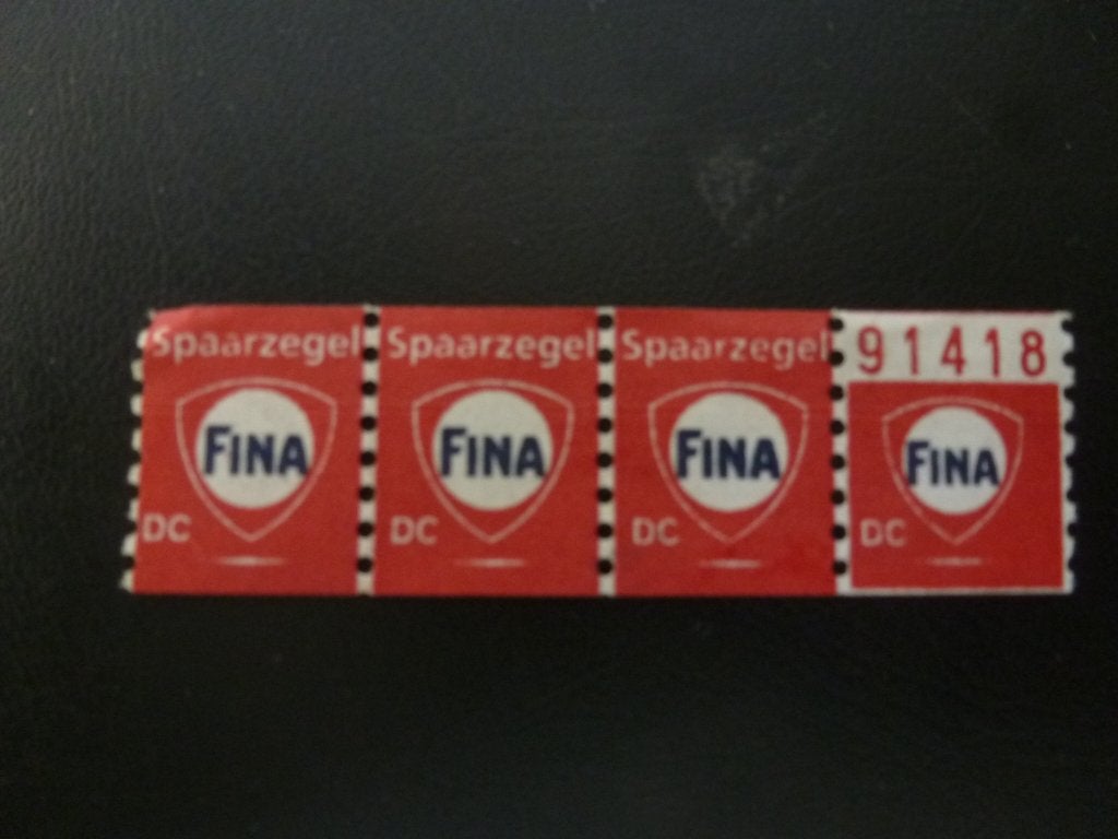 Spaarzegels (oud). Pompstation. Fina, Ophalen of Verzenden, Winkel, Super of Benzinepomp, Zegels, Bonnen of Punten