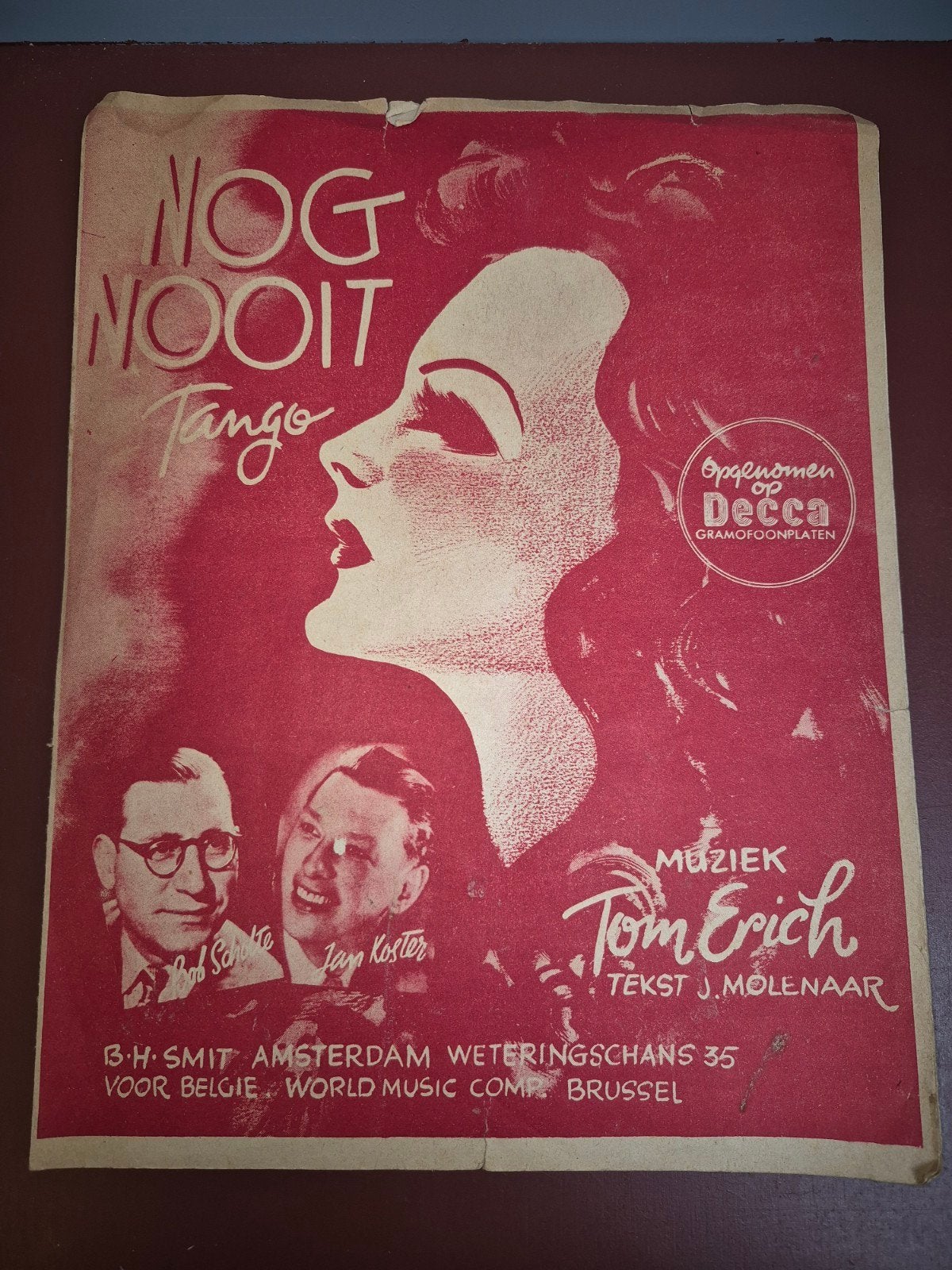 Nog Nooit Tango - Vintage bladmuziek Tom Erich, Muziek en Instrumenten, Bladmuziek, Ophalen of Verzenden