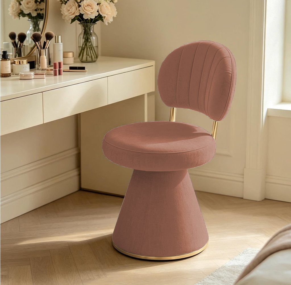Nieuwe 360 draaibare make-up stoel – chenille bruin/cognac, Huis en Inrichting, Ophalen, Bruin, Nieuw, Eén