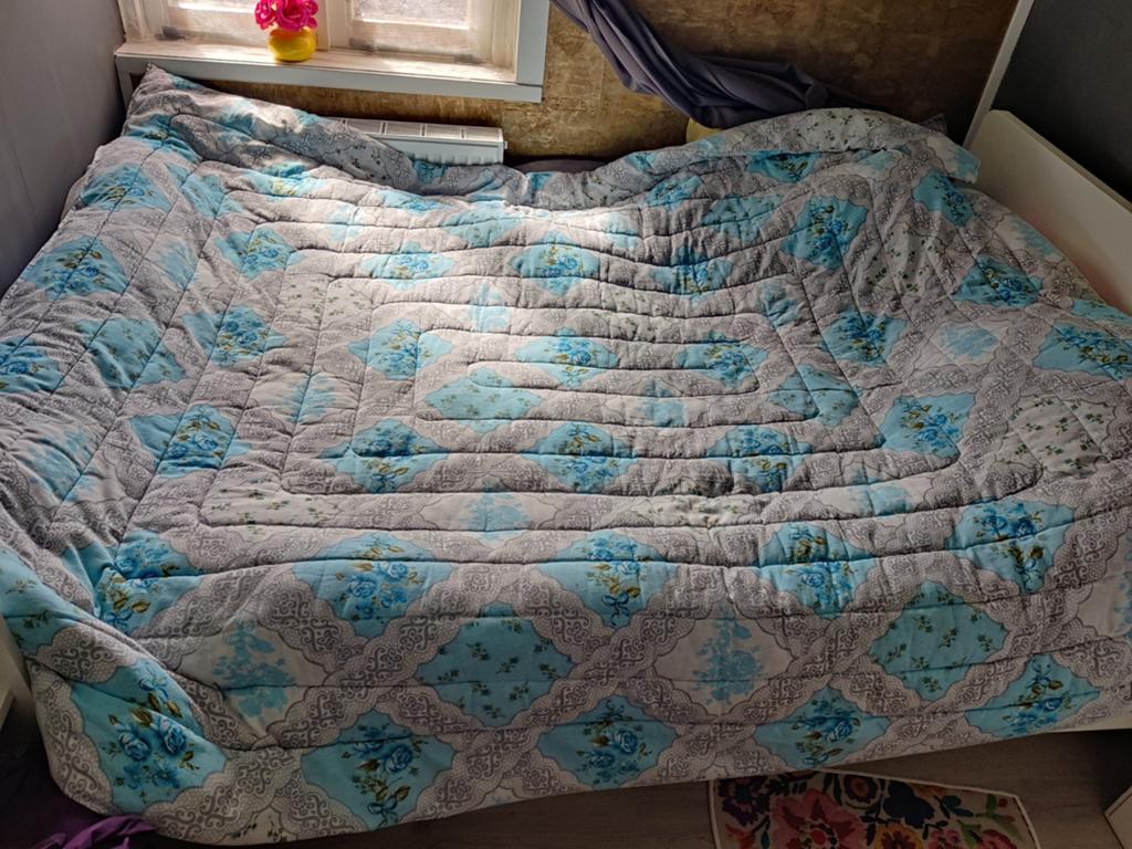 Retro turquoise roosjes aqua sprei  2 ps, Ophalen of Verzenden, Tweepersoons, Blauw, Overige typen