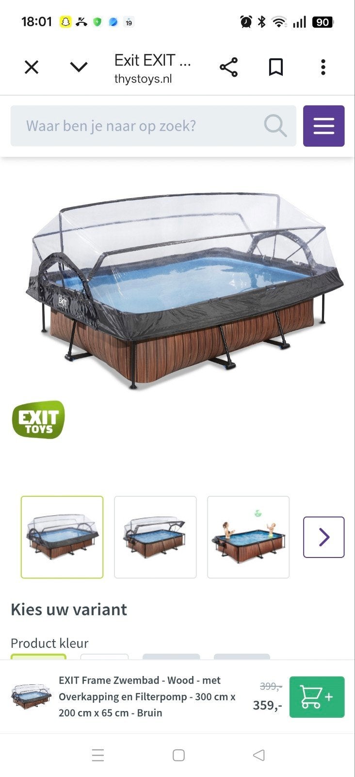 Exit Zwembad Bruin Houtlook 300x200x65 cm, met Overkapping, Tuin en Terras, Zwembaden, Ophalen, Gebruikt, Opzetzwembad, 200 tot 400 cm