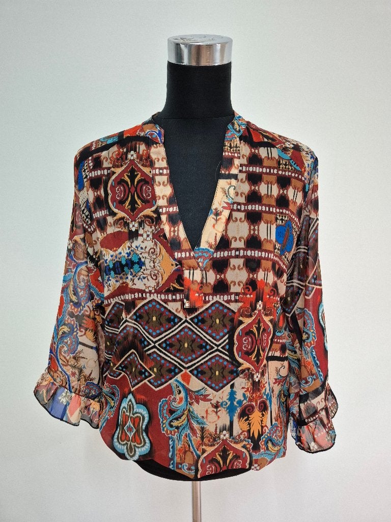 Top155 - Fleurig Tessa Koops shirt maat S (1), Ophalen of Verzenden, Zo goed als nieuw, Maat 38/40 (M)