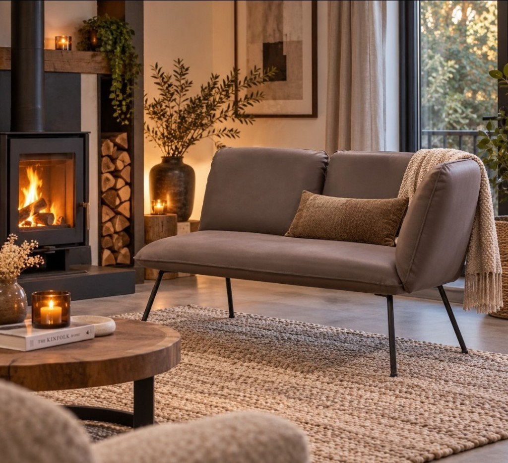 2 x luxe bank / eetkamerbank Shuffle Jess design leer taupe, Ophalen, Zo goed als nieuw, Leer, Vijf, Zes of meer stoelen