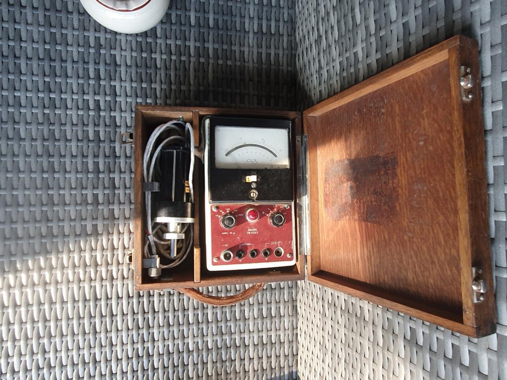 Vintage Philips meetapparaat in houten kist, Ophalen of Verzenden