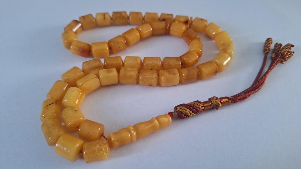 Baltische amber barnsteen tesbih ketting, Ophalen of Verzenden, Overige materialen, Ketting, Met edelsteen