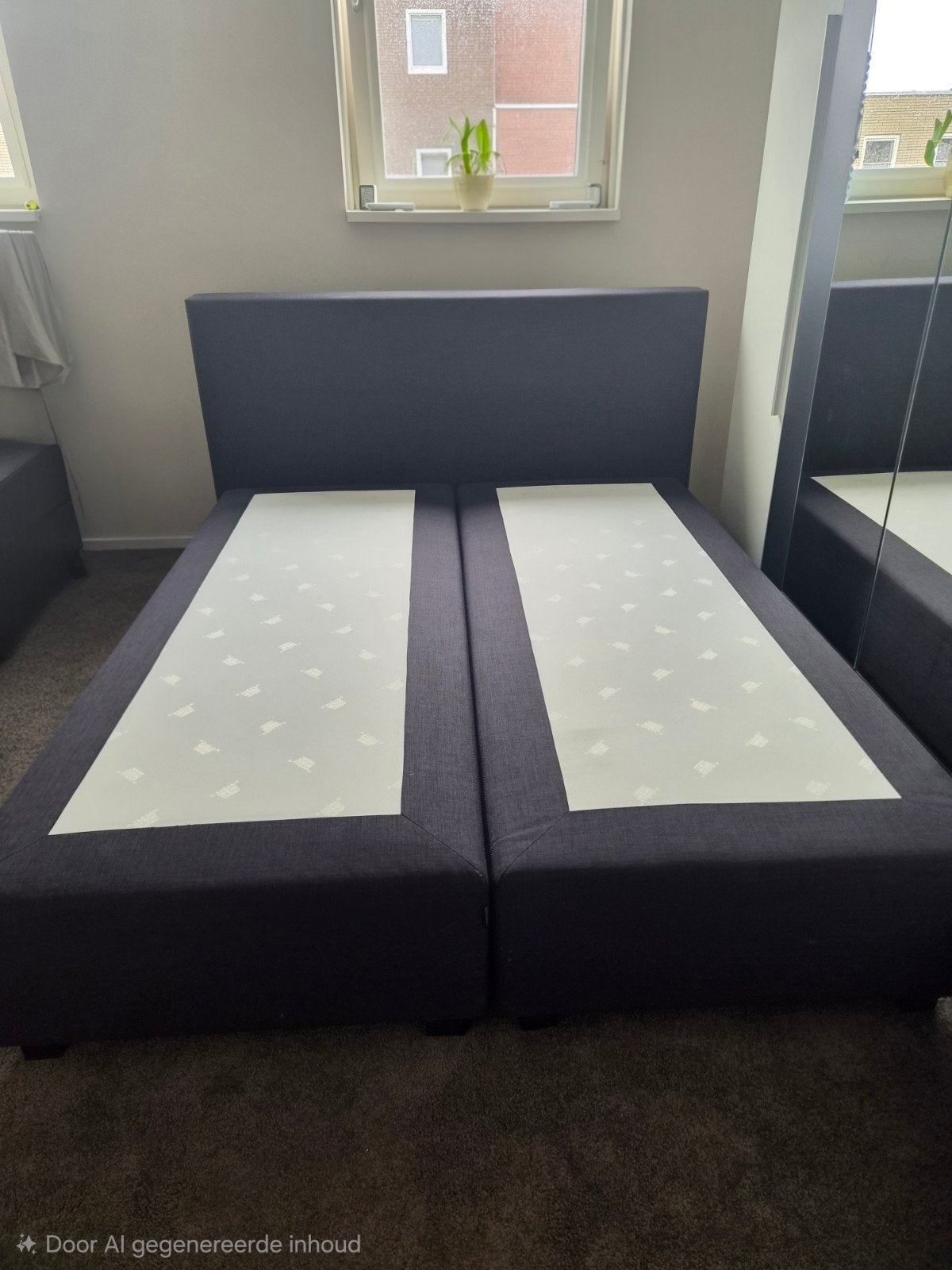 Karlsson Boxspring 160x200 Antraciet + nachtkastjes, Ophalen, Gebruikt, Tweepersoons, 200 cm