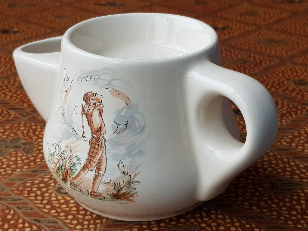 Mooie oude vintage scheerkom uit Engeland met een golfspeler, Antiek en Kunst, Ophalen of Verzenden