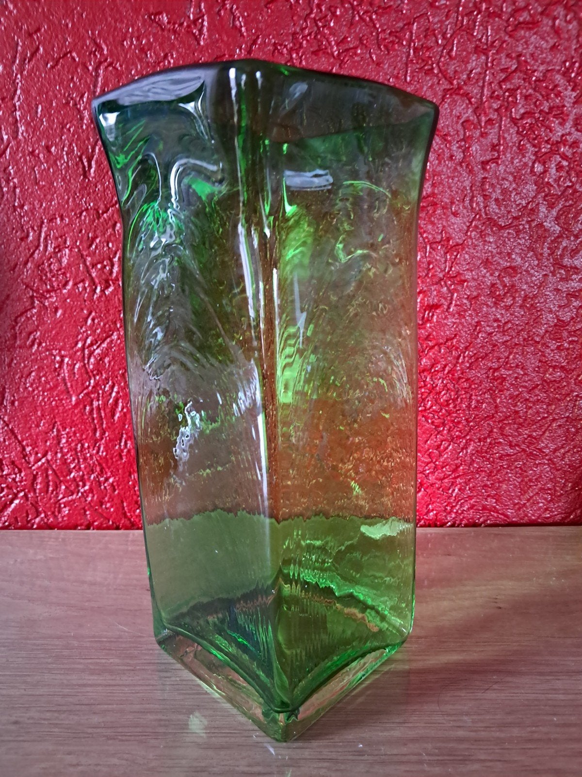 Handgeblazen vintage glazen vaas., Ophalen of Verzenden