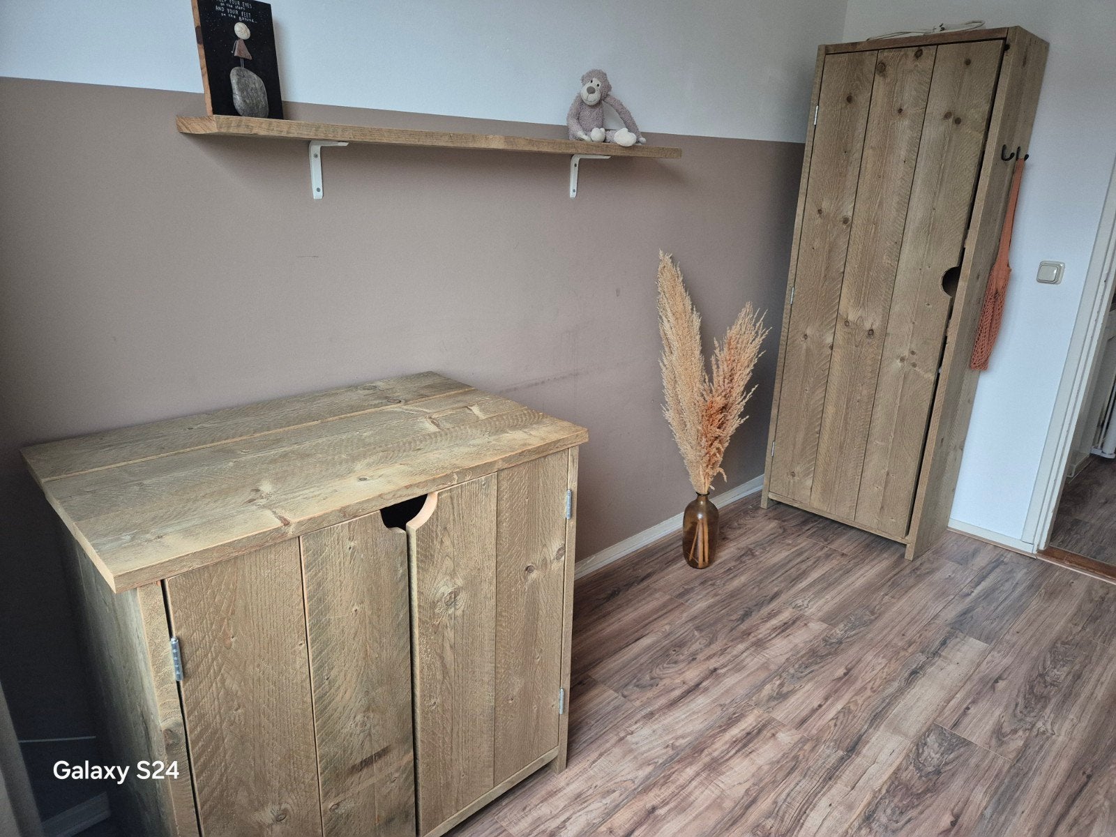 Steigerhouten commode en kledingkast, Ophalen, 50 tot 70 cm, 90 tot 105 cm, 100 cm of meer