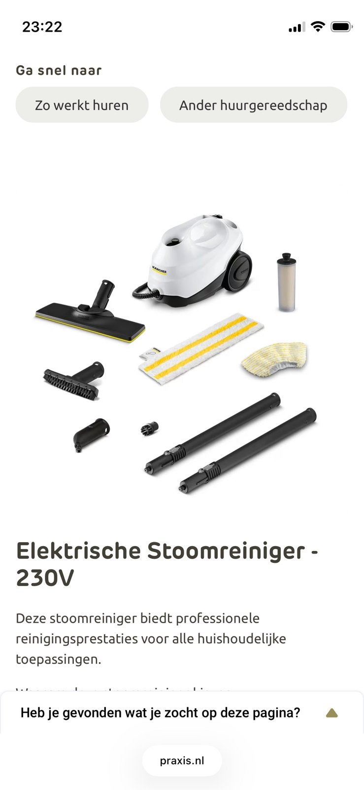 Karcher Stoomreiniger tehuur 15,00 per dag, Ophalen, Zo goed als nieuw