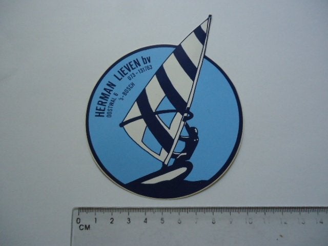 sticker oud WINDSURF surf board Herman Lieven den bosch, Verzenden, Zo goed als nieuw, Bedrijf of Vereniging