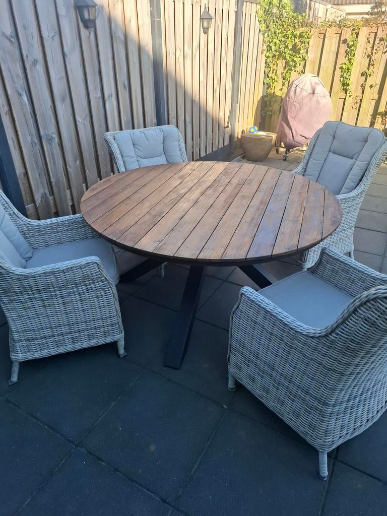 Mooie Ronde Tuintafel 150cm - Recent in de lak gezet!, Tuin en Terras, Tuintafels, Ophalen of Verzenden