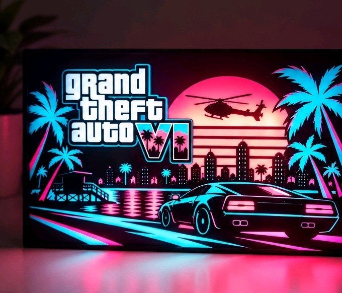 GTA  6 VI Lightbox LED Gaming Decoratie, Verzamelen, Ophalen of Verzenden, Nieuw