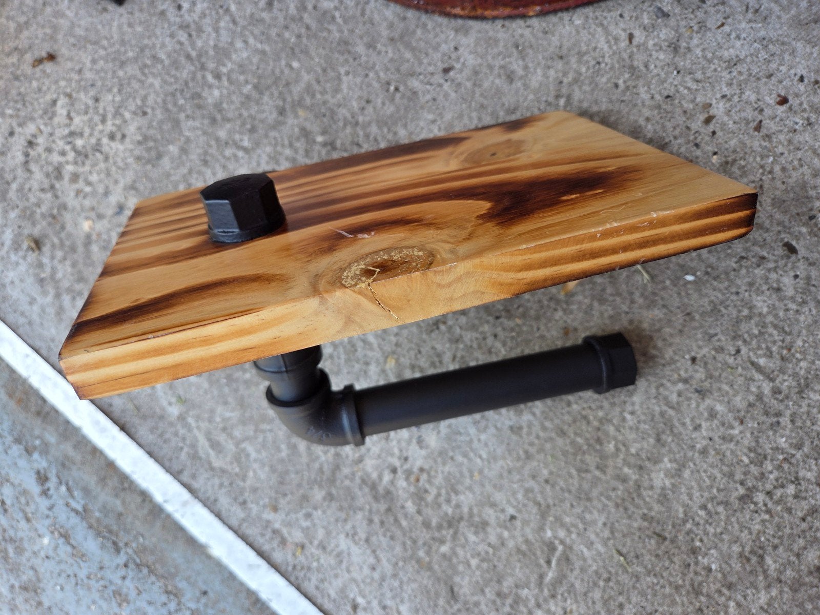 toilet rolhouder met houten plankje, Hout, Zwart, Nieuw, Ophalen of Verzenden