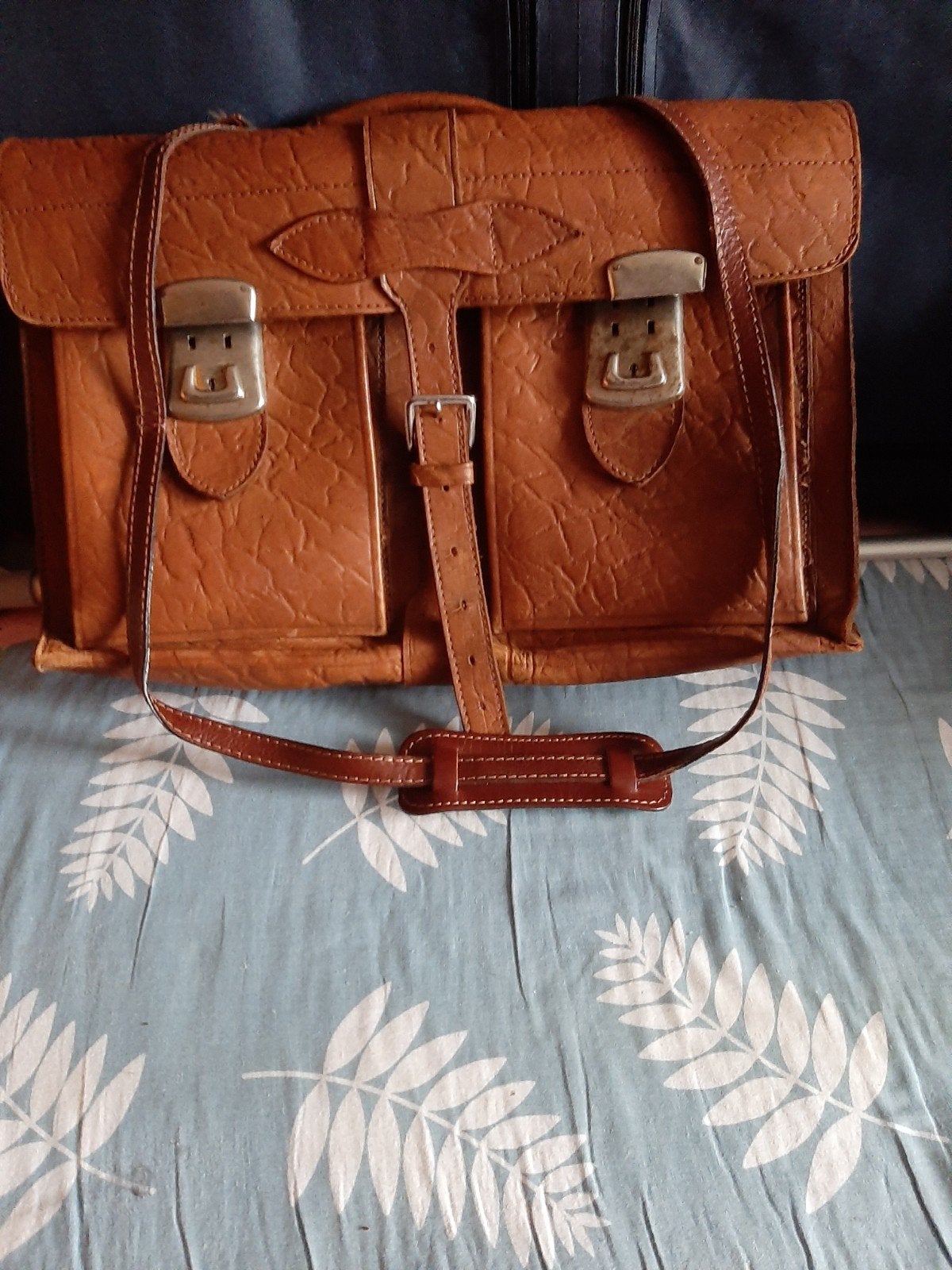 Vintage Leren Aktetas / Laptoptas - Robuust Bruin, Computers en Software, Laptoptassen, Gebruikt, Bruin, Handvat, Aktetas