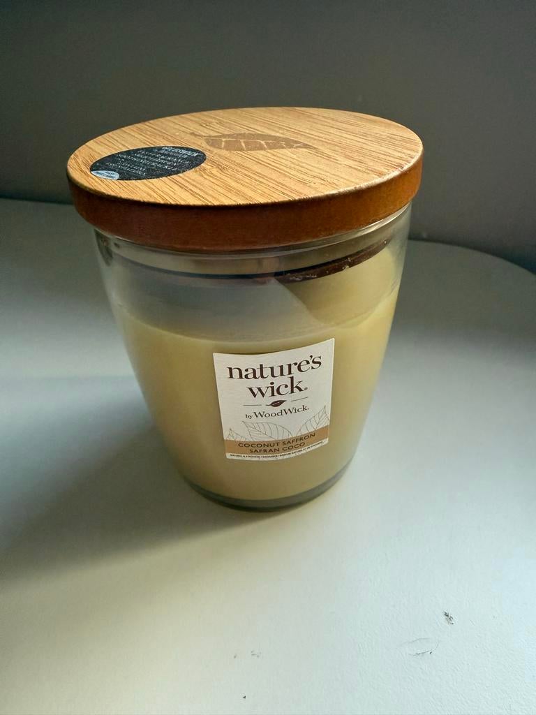 Geurkaars Nature's Wick Coconut Saffron, Overige materialen, Ophalen of Verzenden, Zo goed als nieuw, Crème