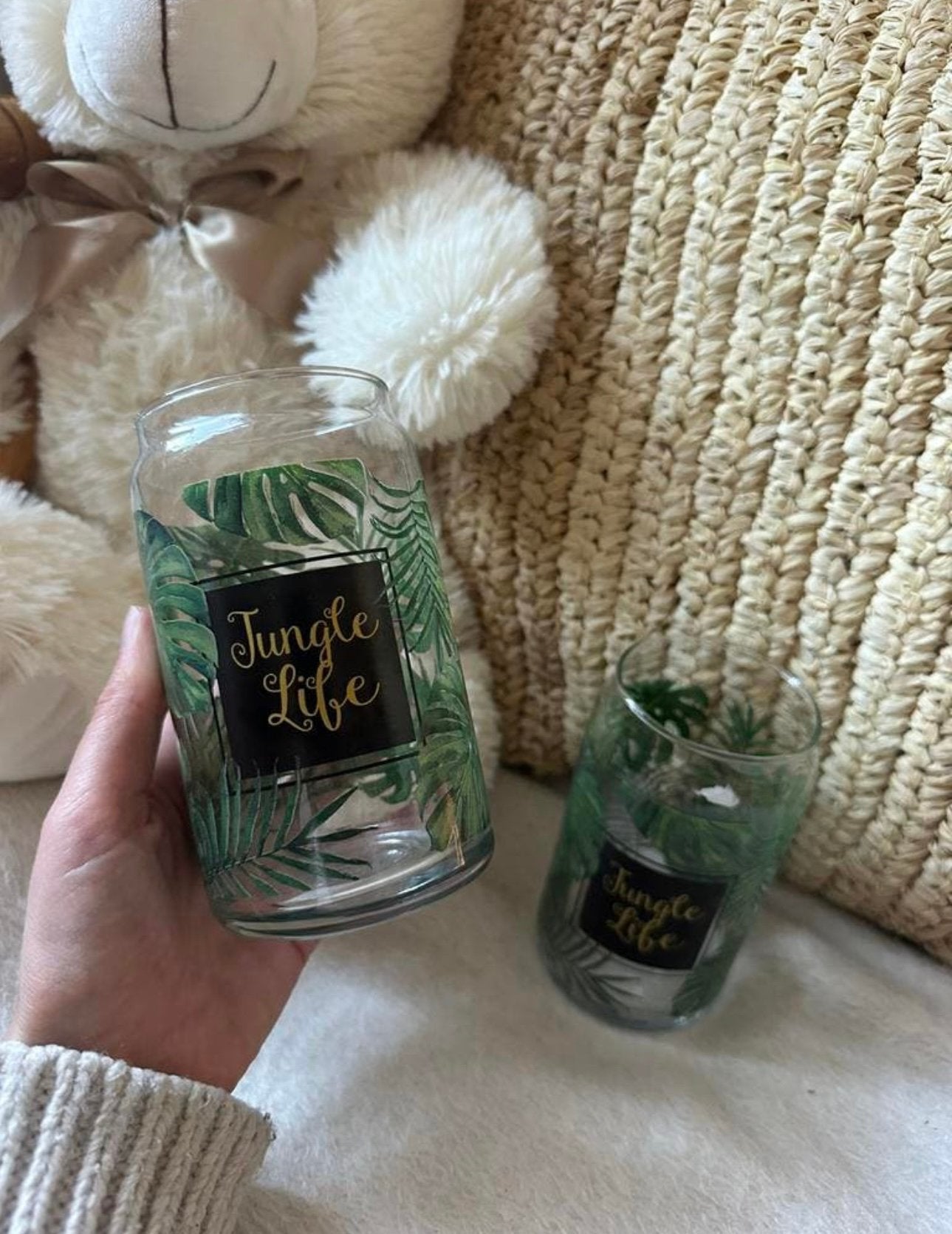 Twee nieuwe glazen met tekst jungle life, Ophalen of Verzenden, Zo goed als nieuw
