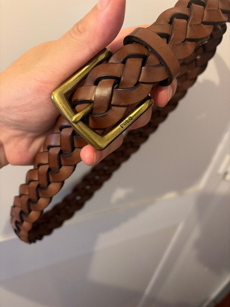 Polo braided belt Brown calf leather Size S, Ophalen, Bruin, Echt leder, Polo Ralph Lauren