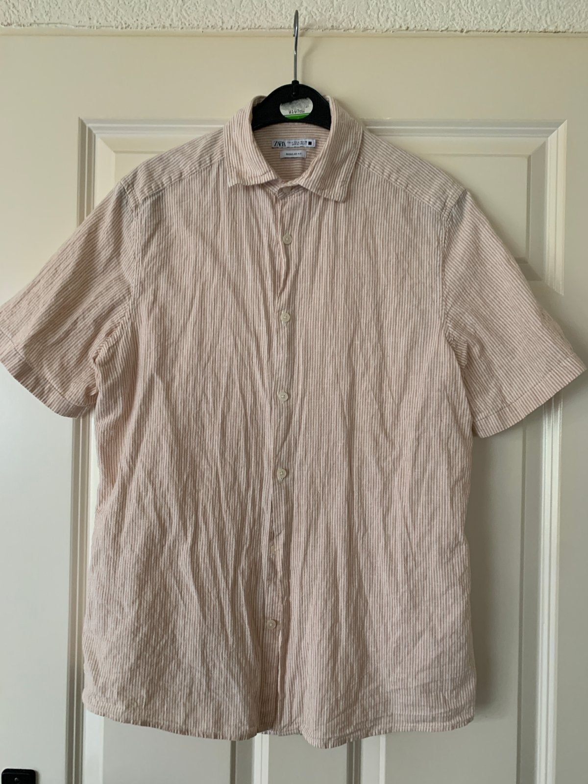 Zara gestreept overhemd Regular Fit S, Ophalen of Verzenden, Zo goed als nieuw, Beige