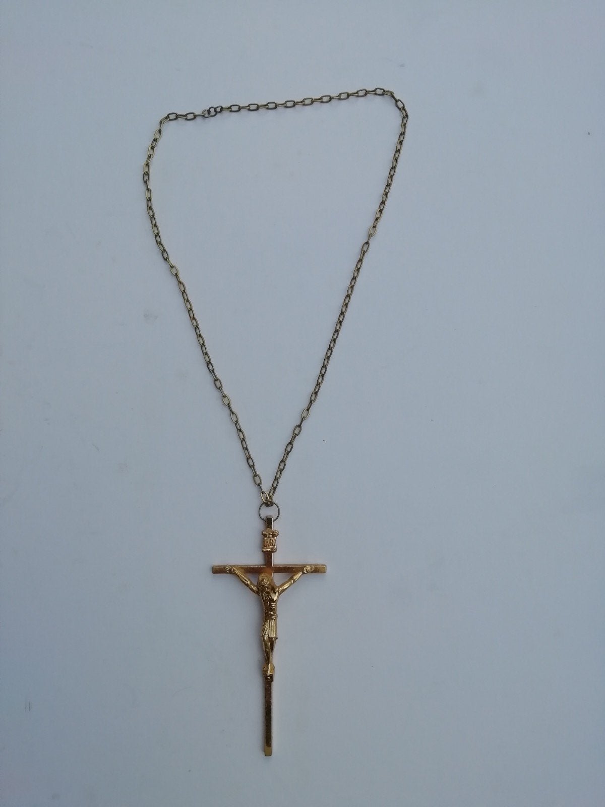 Goud vergulde Jezus kruis ketting - 11 cm, Ophalen of Verzenden