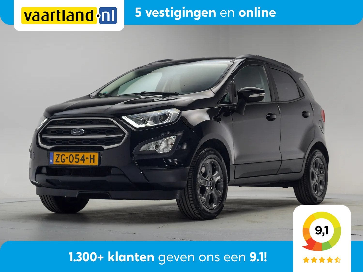 Ford EcoSport 1.0 EcoBoost Trend Ultimate [ Navi Apple/Andro, Auto's, 125 pk, Gebruikt, Ecosport, Zwart