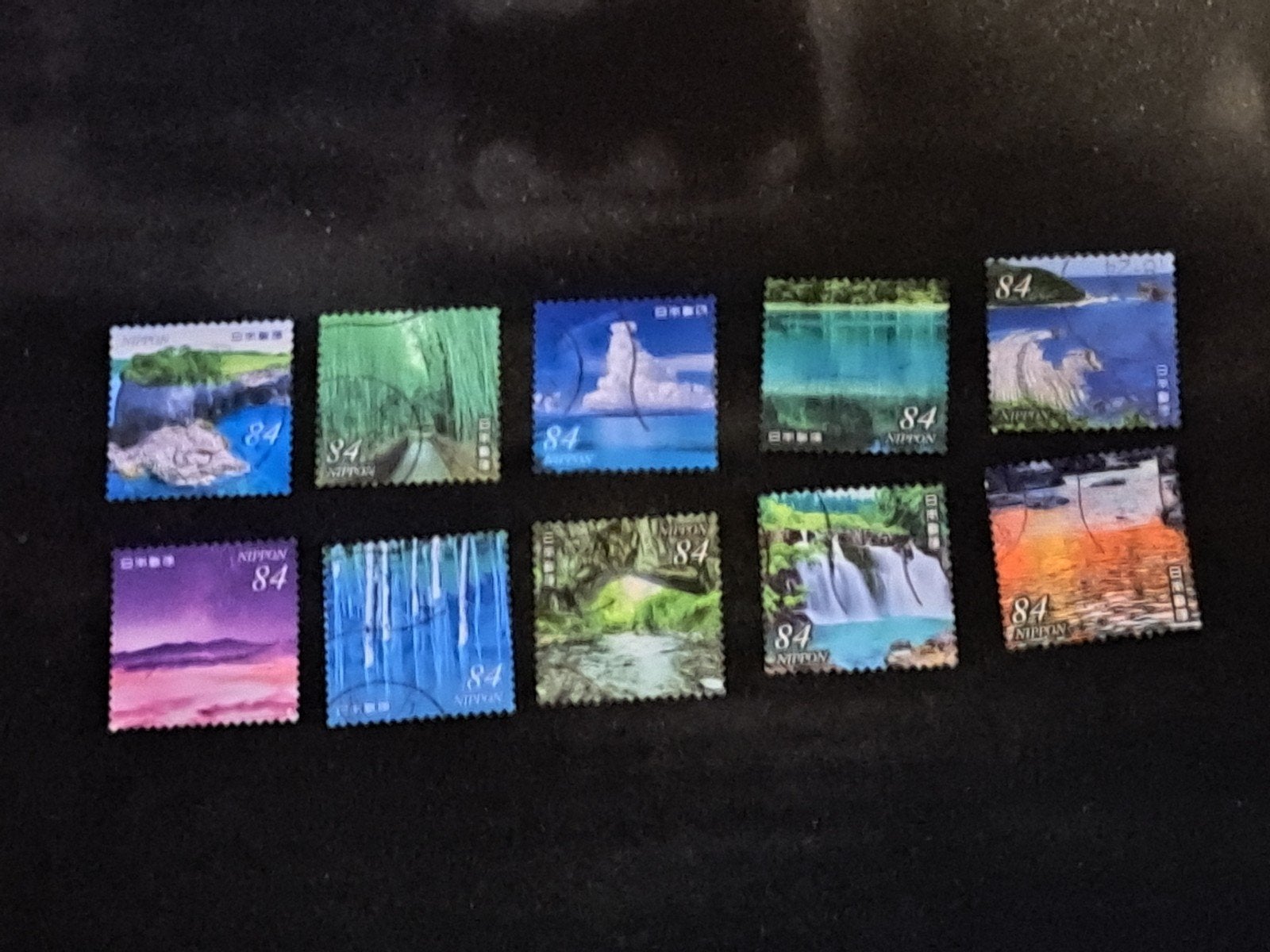 Japanse postzegels - Natuur en landschappen (84 yen), Ophalen of Verzenden, Gestempeld, Oost-Azië