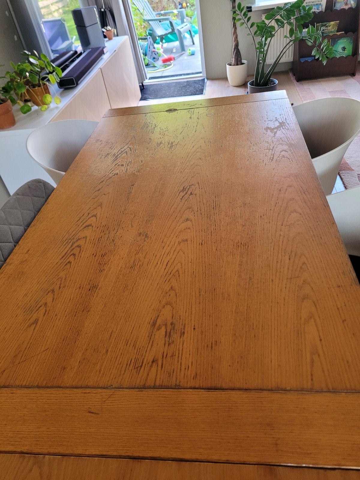 Grote uitschuifbare eettafel 2.20m x 88cm, Ophalen, Gebruikt, 200 cm of meer, 50 tot 100 cm