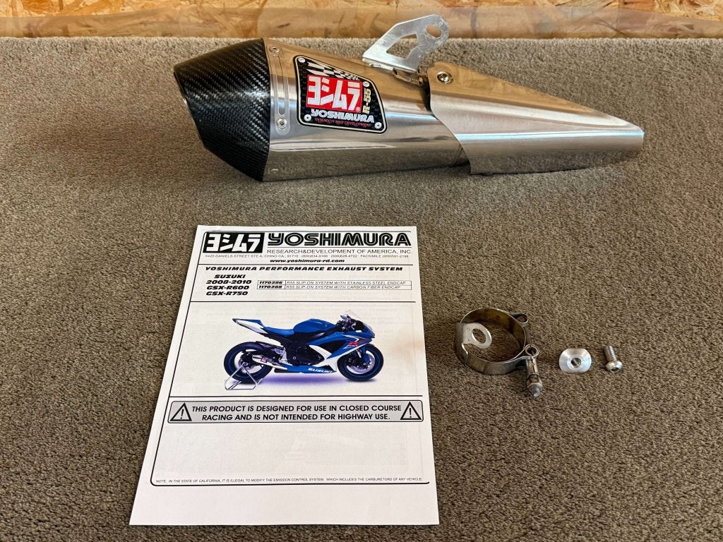 Yoshimura R-55 R55 uitlaat GSXR600 GSXR750 08-10 K8 K9 L0, Gebruikt, 5420 Daniels Street, Chino, CA, 91710, US, Verzenden, Sales@yoshimura-rd.com